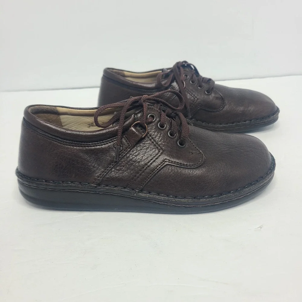 Finn Comfort Brown Leather Earthy Rustic Oxford‎ Sneaker Shoes EU 38 US 8W 6M